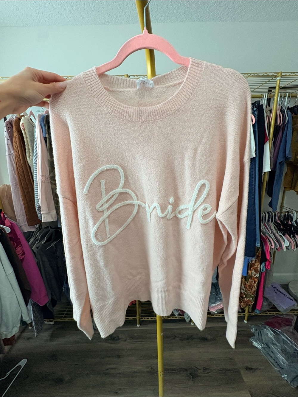 Le Lis 'Bride' Crewneck Sweater in Pale Pink